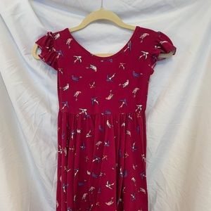 Magenta Bird Print Dot Dot Smile Dress Size 7